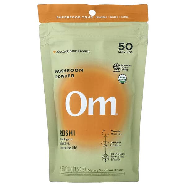 Om Mushrooms, Mushroom Powder, Reishi, 3.5 oz (100 g)