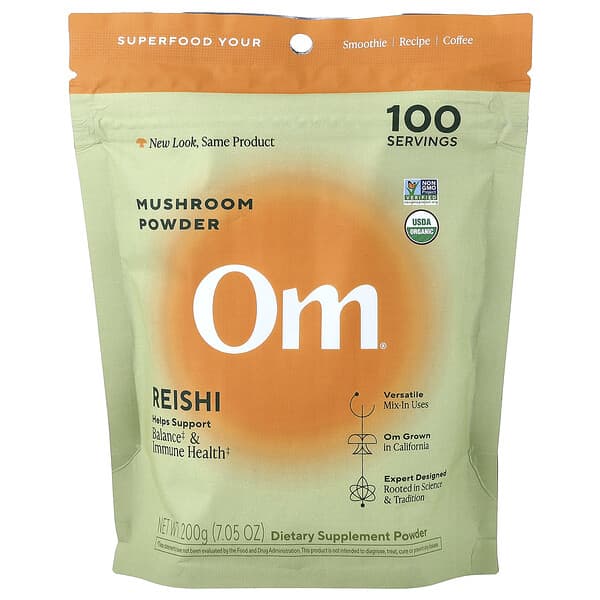 Om Mushrooms, Mushroom Powder, Reishi, 7.05 oz (200 g)