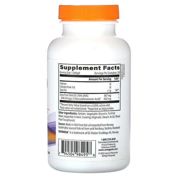 Alternative view of OmegaVia, DHA 600, Omega-3, 120 Softgels