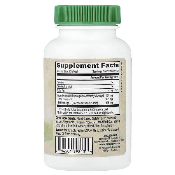 Alternative view of OmegaVia, Vegan Omega-3, 60 Softgels