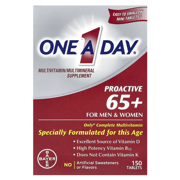 One-A-Day, Proactive 65+ For Men & Women, Multivitamin/Multimineral Supplement, 150 Tablets
