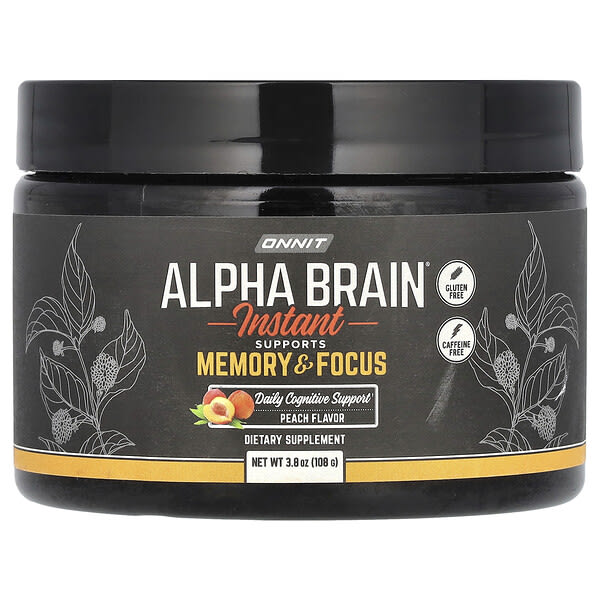 Onnit, Alpha BRAIN® Instant, Peach, Caffeine Free, 3.8 oz (108 g)