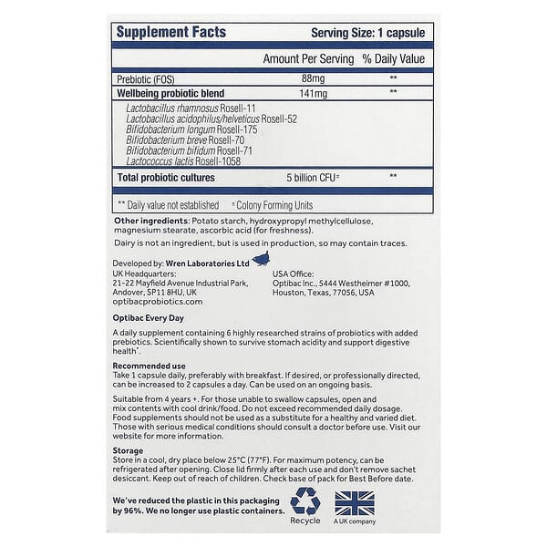 Alternative view of Optibac, Every Day Probiotics, 30 Capsules
