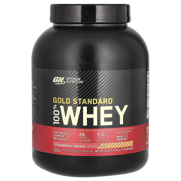Optimum Nutrition, Gold Standard® 100% Whey, Strawberry Banana, 5 lb (2.27 kg)