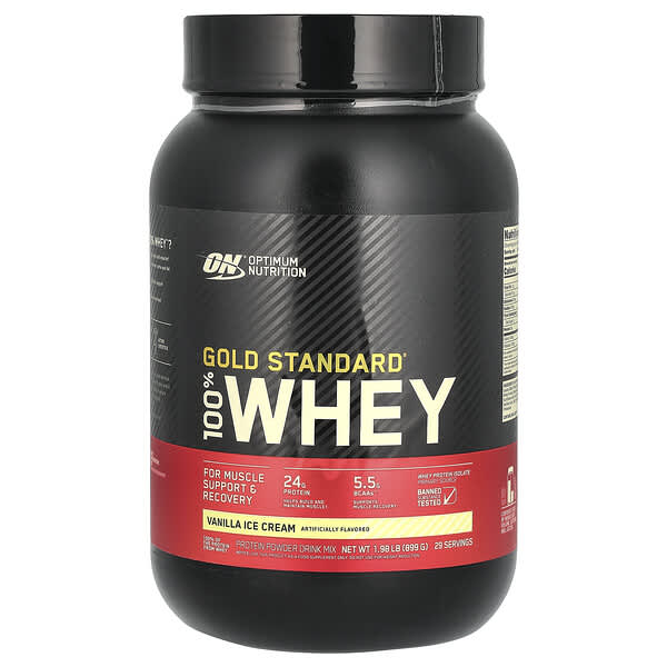 Optimum Nutrition, Gold Standard® 100% Whey, Vanilla Ice Cream, 1.98 lb (899 g)