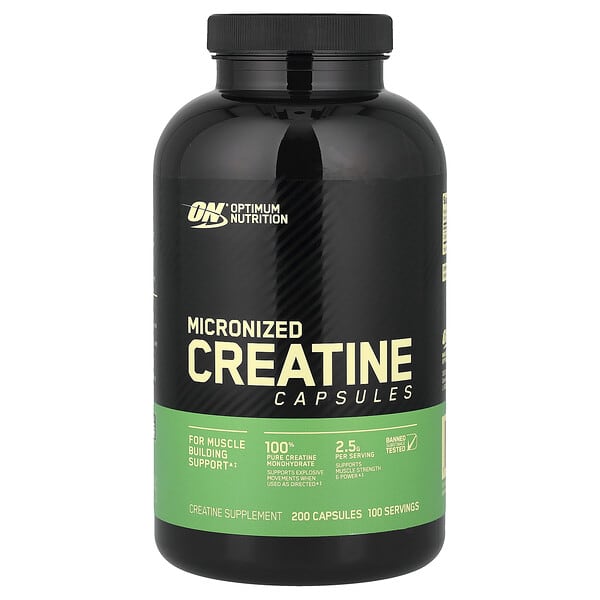 Optimum Nutrition, Micronized Creatine Capsules, 200 Capsules (1.25 g per Capsule )