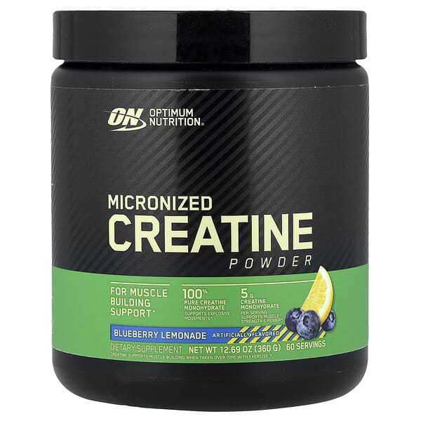 Optimum Nutrition, Micronized Creatine Powder, Blueberry Lemonade, 12.69 oz (360 g)