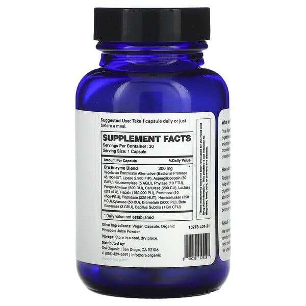 Alternative view of Ora, Break It Down, Digestive Enzymes, 30 Capsules
