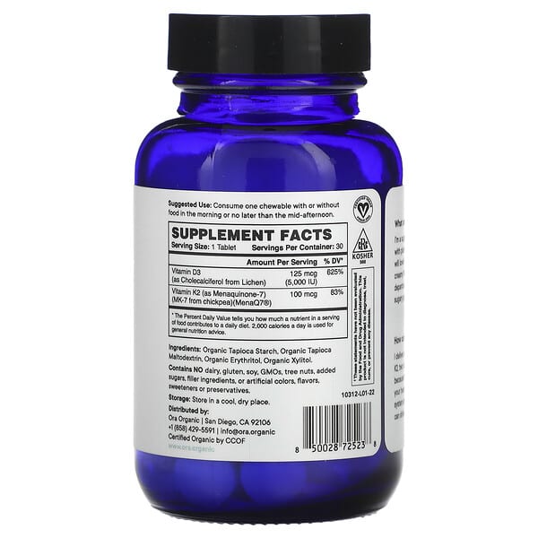 Alternative view of Ora, Sol Food, High Potency Vitamin D3 & K2, 30 Chewable Tablets
