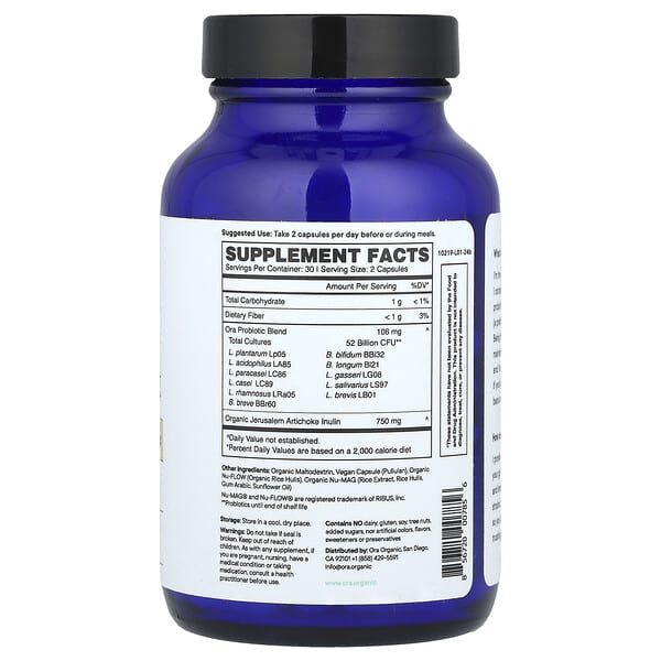 Alternative view of Ora, Trust Your Gut, High Potency Probiotic & Prebiotic, 60 Capsules