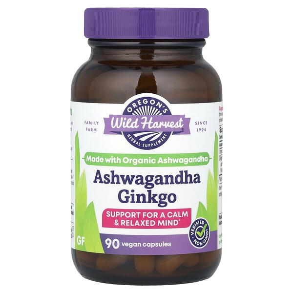 Oregon's Wild Harvest, Ashwagandha Ginkgo, 90 Vegan Capsules 5 Oregon's Wild Harvest, Ashwagandha Ginkgo, 90 Vegan Capsules