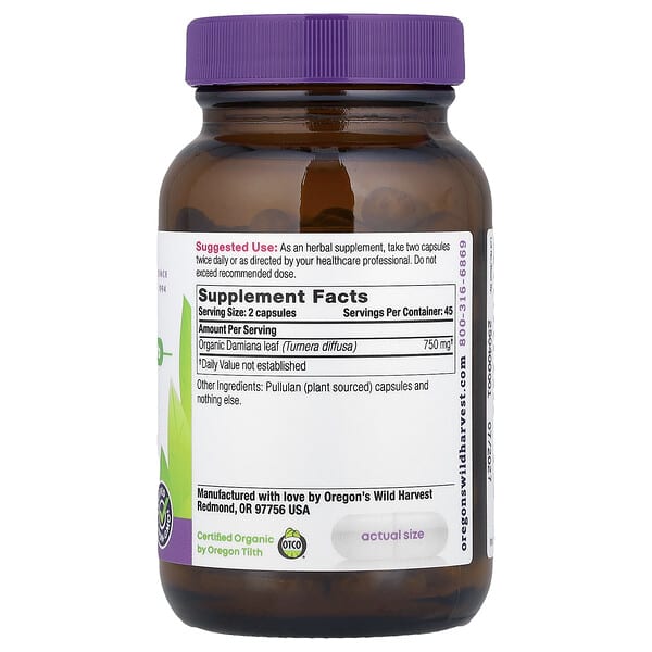 Alternative view of Oregon's Wild Harvest, Damiana, 90 Vegan Capsules (375 mg per Capsule)