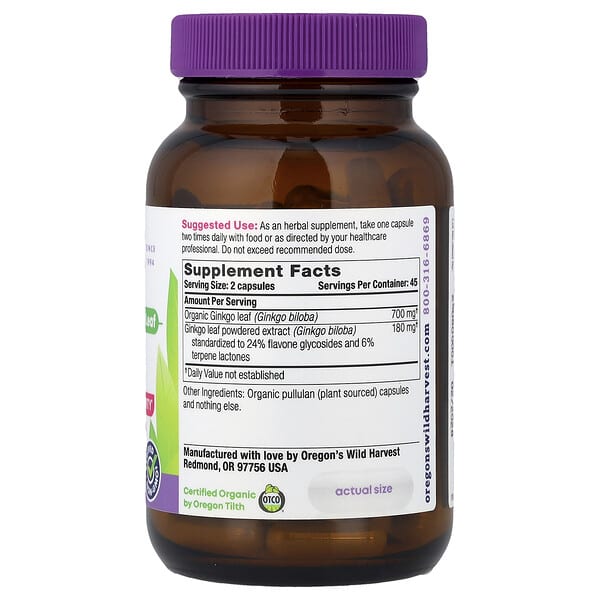 Alternative view of Oregon's Wild Harvest, Ginkgo, 90 Vegan Capsules