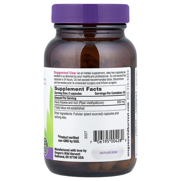 Alternative view of Oregon's Wild Harvest, Kava, 90 Vegan Capsules (400 mg per Capsule)