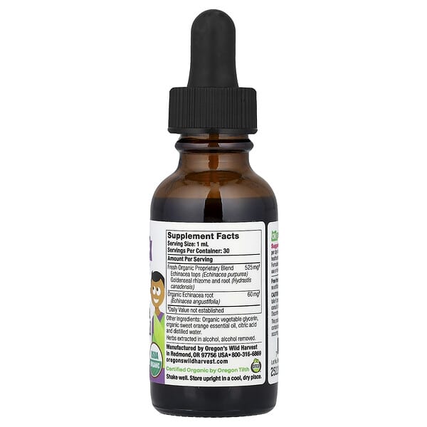Alternative view of Oregon's Wild Harvest, Kids Echinacea Goldenseal, Orange, 1 fl oz (30 ml)