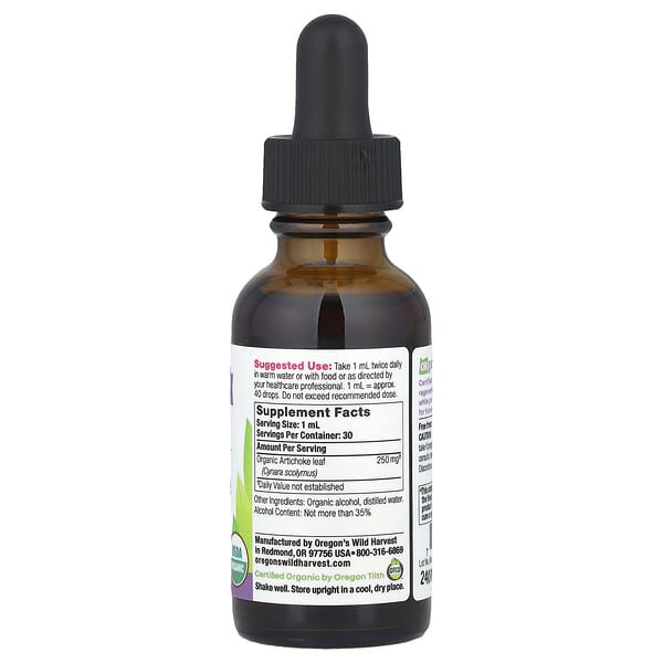 Alternative view of Oregon's Wild Harvest, Organic Artichoke Extract, 1 fl oz (30 ml)