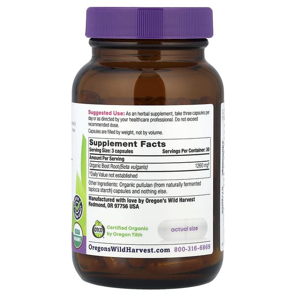 Alternative view of Oregon's Wild Harvest, Organic Beet Root, 90 Organic Vegan Capsules (420 per Capsule)