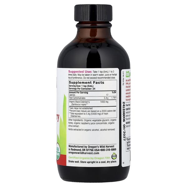 Alternative view of Oregon's Wild Harvest, Organic Black Elderberry Honey Extract, Alcohol-Free, 4 fl oz (118 ml)