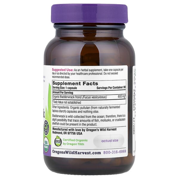 Alternative view of Oregon's Wild Harvest, Organic Bladderwrack, 600 mg, 90 Organic Vegan Capsules