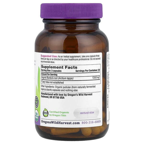 Alternative view of Oregon's Wild Harvest, Organic Burdock, 90 Organic Vegan Capsules (450 mg per Capsule)