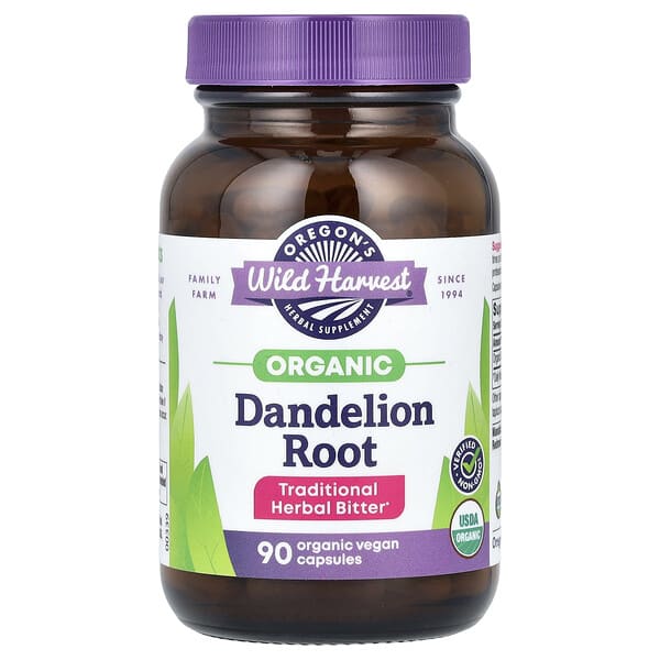 Oregon's Wild Harvest, Organic Dandelion Root, 90 Organic Vegan Capsules (400 mg per Capsule)