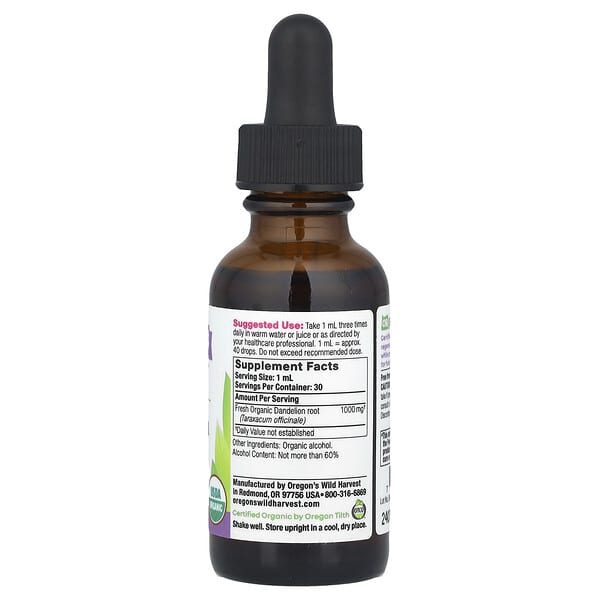 Alternative view of Oregon's Wild Harvest, Organic Dandelion Root Extract, 1 fl oz (30 ml)