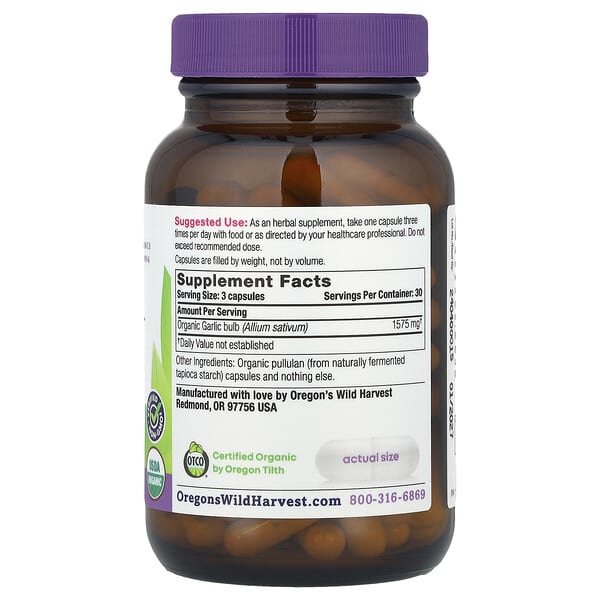 Alternative view of Oregon's Wild Harvest, Organic Garlic, 90 Organic Vegan Capsules (525 mg per Capsule)