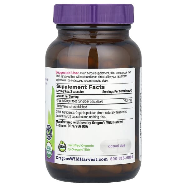 Alternative view of Oregon's Wild Harvest, Organic Ginger, 90 Vegan Capsules (500 mg per Capsule)