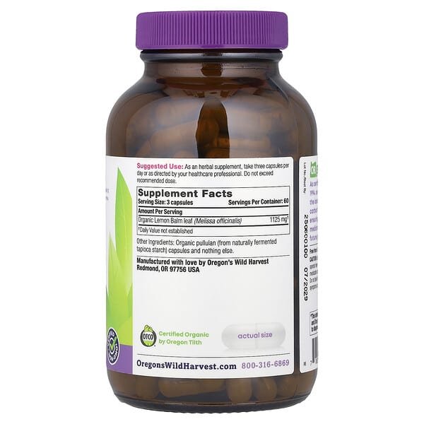 Alternative view of Oregon's Wild Harvest, Organic Lemon Balm, 180 Organic Vegan Capsules (375 mg per Capsule)