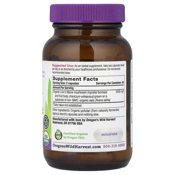 Alternative view of Oregon's Wild Harvest, Organic Lion's Mane, 90 Organic Vegan Capsules