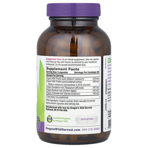 Alternative view of Oregon's Wild Harvest, Organic Milk Thistle Dandelion, 180 Vegan Capsules