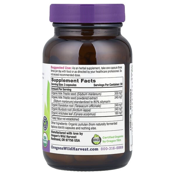 Alternative view of Oregon's Wild Harvest, Organic Milk Thistle Dandelion, 90 Organic Vegan Capsules