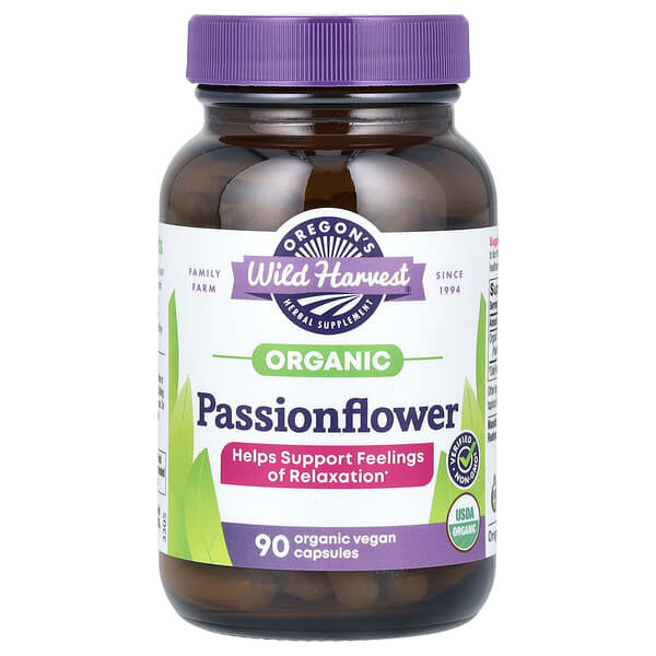 Oregon's Wild Harvest, Organic Passionflower, 90 Organic Vegan Capsules (400 mg per Capsule)