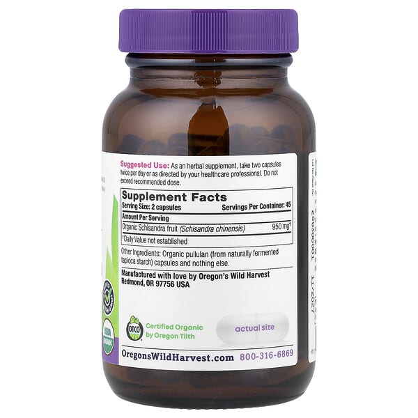 Alternative view of Oregon's Wild Harvest, Organic Schisandra, 90 Organic Vegan Capsules (475 mg per Capsule)
