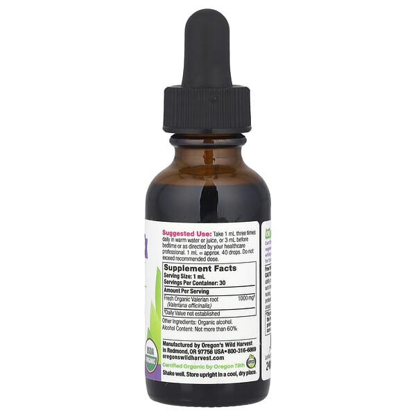 Alternative view of Oregon's Wild Harvest, Organic Valerian Extract, 1 fl oz (30 ml)