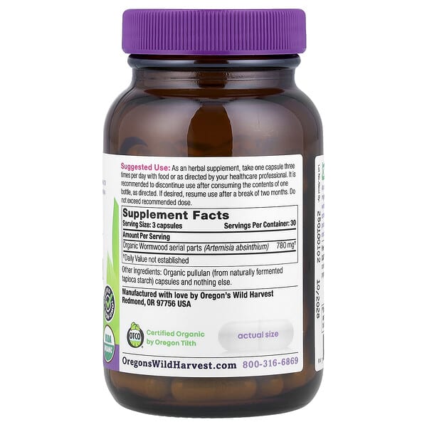 Alternative view of Oregon's Wild Harvest, Organic Wormwood, 90 Organic Vegan Capsules (260 mg per Capsule)
