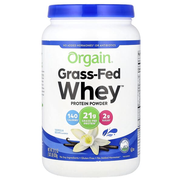 Orgain, Grass-Fed Whey™ Protein Powder, Vanilla Bean, 1.82 lbs (828 g)
