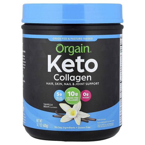 Orgain, Keto Collagen Protein Powder, Vanilla Bean, 14.1 oz (400 g)