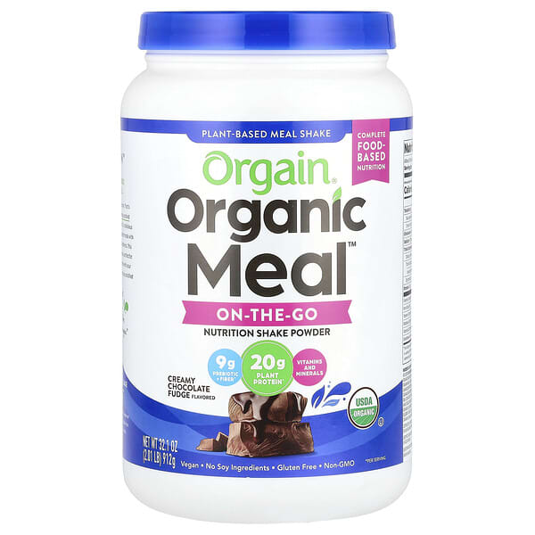Orgain, Organic Meal™, On-The-Go, Nutrition Plant-Based Shake Powder, Creamy Chocolate Fudge, 2.01 lb (912 g)