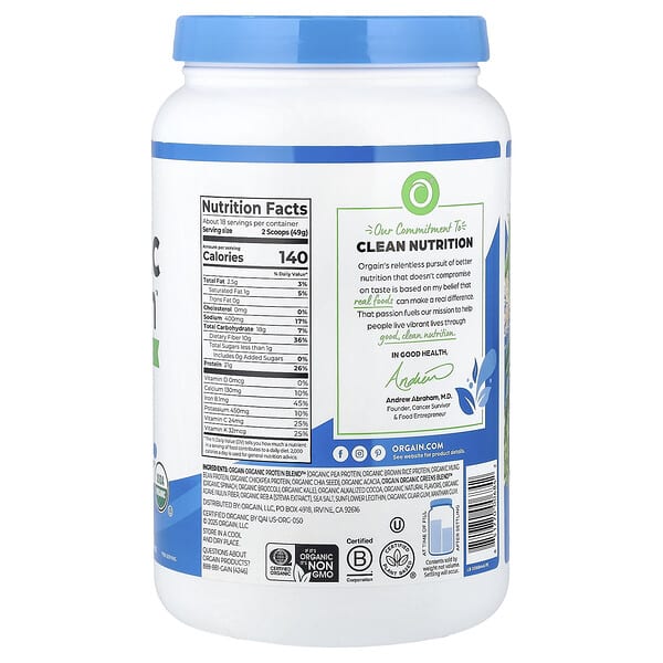 Alternative view of Orgain, Organic Protein™ + Greens Protein Powder, Plant-Based, Creamy Chocolate Fudge, 1.94 lbs (882 g)