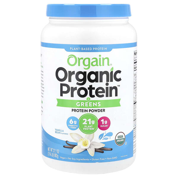 Orgain, Organic Protein™ + Greens Protein Powder, Plant-Based, Vanilla Bean, 1.94 lb (882 g)