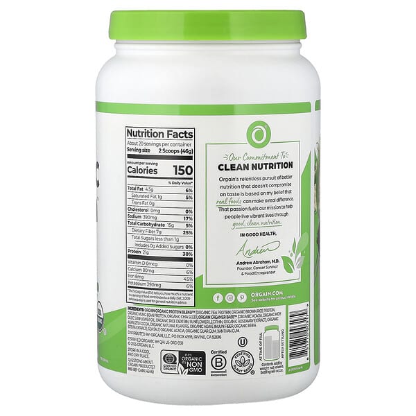 Alternative view of Orgain, Organic Protein™ Powder, Creamy Chocolate Fudge, 2.03 lb (920 g)