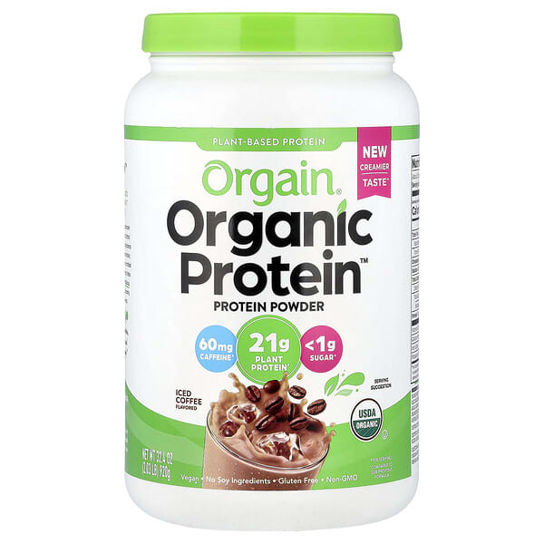 Orgain, Organic Protein™ Powder, Plant-Based, Iced Coffee, 2.03 lbs (920 g)