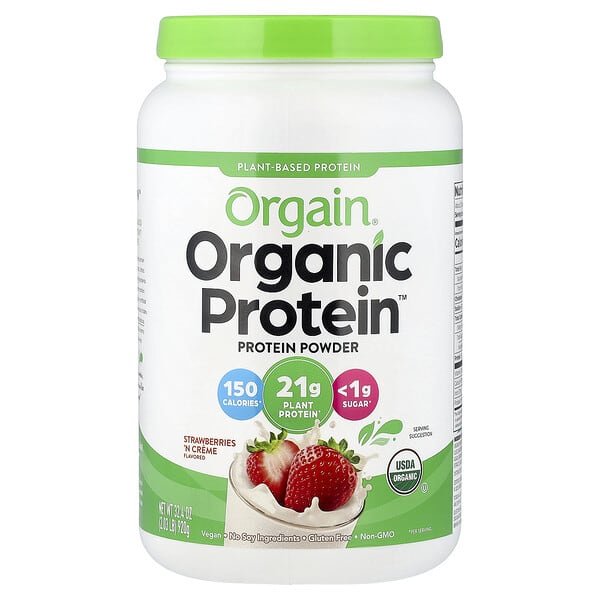 Orgain, Organic Protein™ Powder, Plant-Based, Strawberries 'N Cream, 2.03 lbs (920 g)
