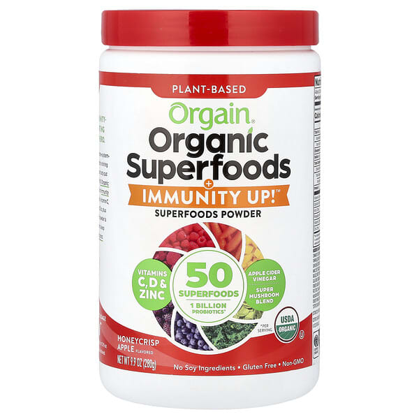 Orgain, Organic Superfoods + Immunity Up™, Plant-Based, Honeycrisp Apple, 9.9 oz (280 g)