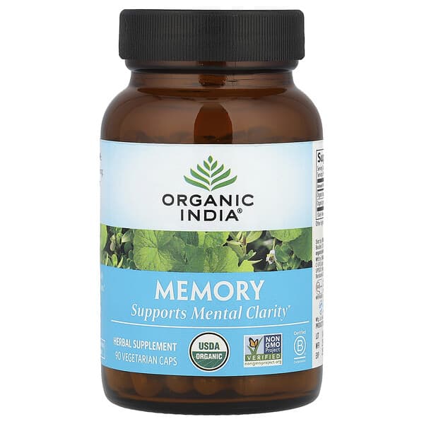Organic India, Memory, 90 Vegetarian Caps 3 Organic India, Memory, 90 Vegetarian Caps