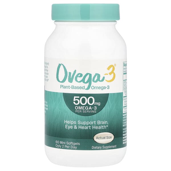 Ovega-3, Plant-Based Omega-3, 60 Mini Softgels (250 mg per Softgel)