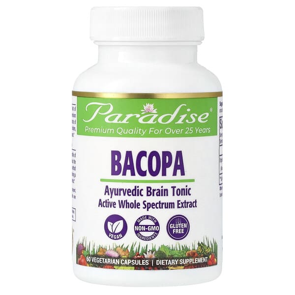 Paradise Herbs, Bacopa, 60 Vegetarian Capsules (250 mg per Capsule)