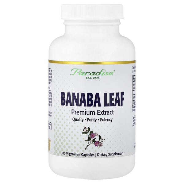 Paradise Herbs, Banaba Leaf Extract, 180 Vegetarian Capsules (250 mg per Capsule)