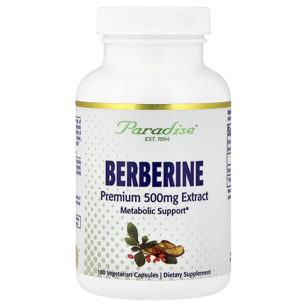 Paradise Herbs, Berberine, 500 mg, 180 Vegetarian Capsules